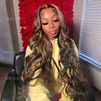 Highlight Body Wave Wig Human Hair 13X6 Hd Lace Frontal Wig P427 1B30 Black Brown Blonde 13X4 Front Ombre Colored Wig 30 36 Inch 1