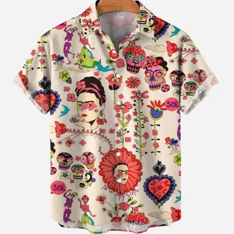 

Floral Hawaiian Short Sleeve Shirts Mens clothing 3D Vacation Character Casual Luxury Social Fashion Elegant Vintage Clothes