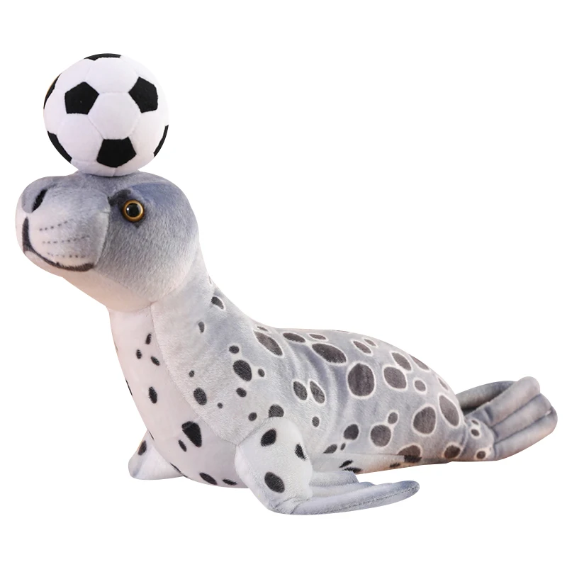 1Pcs 35/50CM Simulation Ocean Animals Model Seal & Sea Lion Plush Toys Heading the Ball Educational Funny Children's Decor Gift 100pcs lot circular thank you white and kraft adhesive seal sticker for baking gift label stickers funny diy work