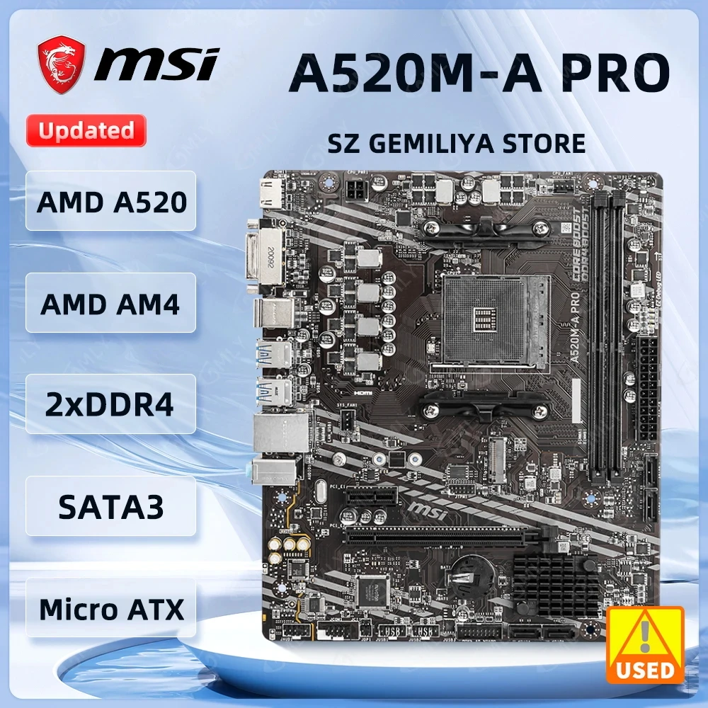 MSI A520M-A PRO Motherboard A520M AM4 DDR4 Micro-ATX M.2 NVMe