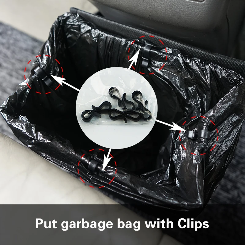 AUTO PLUS Portable Foldable Waterproof Car Trash Can Bin Car Garbage Dump For Trash Can Storage Storage Pockets Closeable