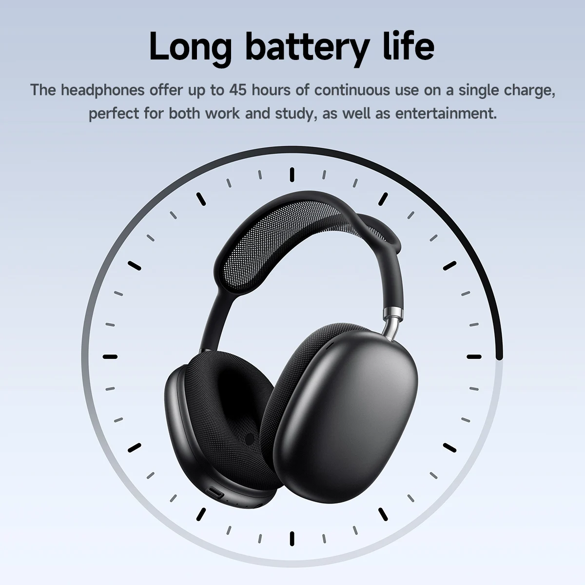 אוזניות Hoco אלחוטיות מסוג Over the Ear Bluetooth 5.4 לספורט עם מיקרופון לשיחות טלפון וקצות אוזניים מבד