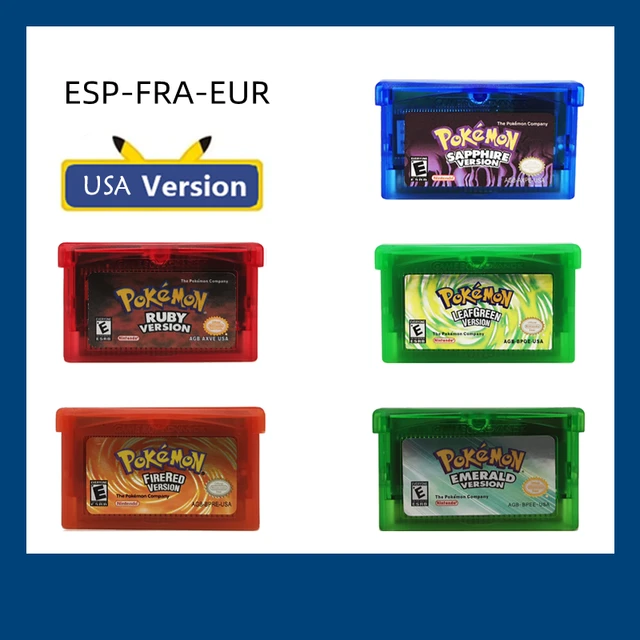 Cartuchos Pokémon GBA - Firered, Leafgreen, Emerald, Ruby e Safira