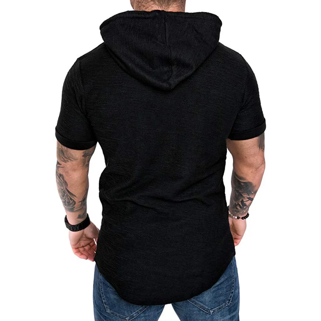 New Men's Brand Solid Color Sweatshirt Fashion Men's Hoodie Spring And Summer Hip Hop Hoodie Male Short Sleeve M-3XL