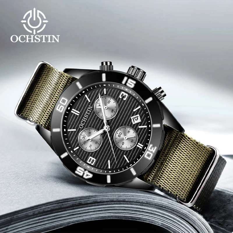 OCHSTIN Creative Nylon Series Multifunctional Quartz Core Hot 2024 Fashionable Trend Men's Quartz Watch Wristwatch