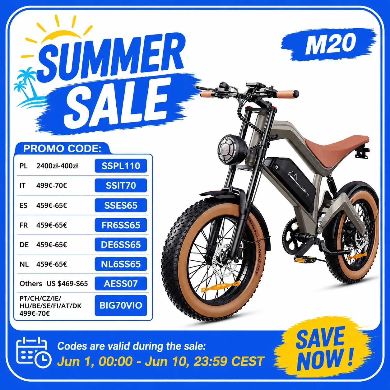 Rower elektryczny dla dorosłych M20, 1000W z Polski za $923.36 / ~3425zł