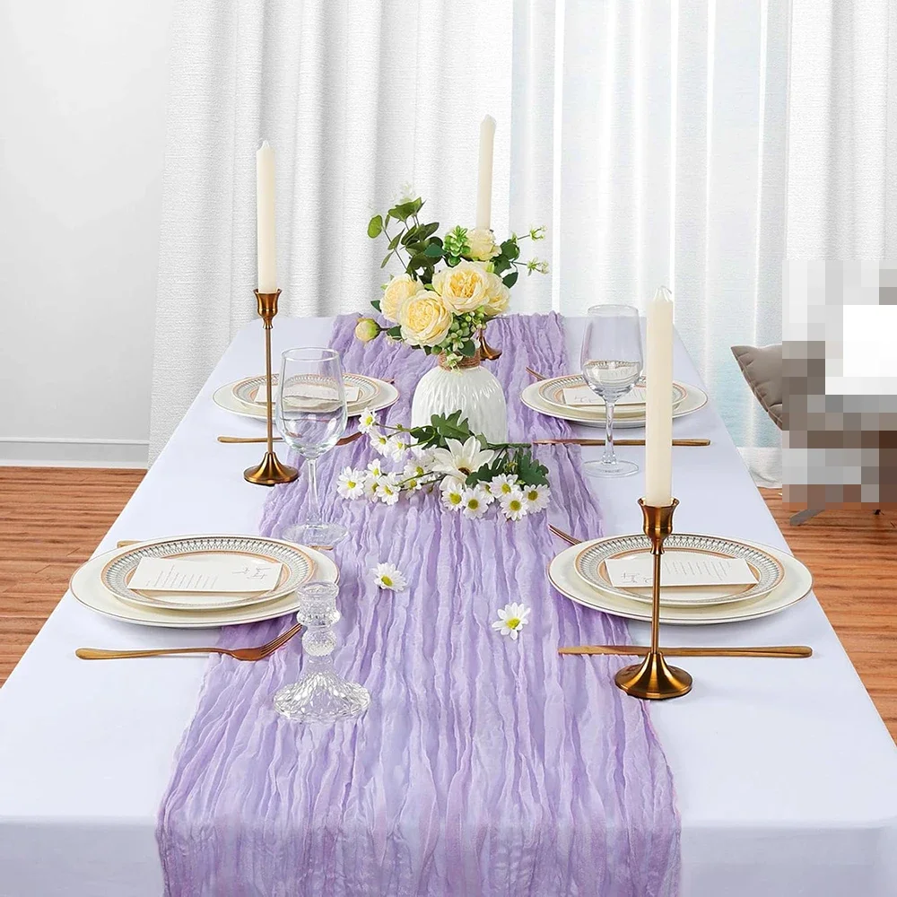Lavender Cheesecloth Table Runner for Boho and Rustic Events