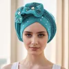 1 Casual Bun Hat Space layer ironed drill two flower multi-layer African dinner hat Auto gele Bun Hat 6