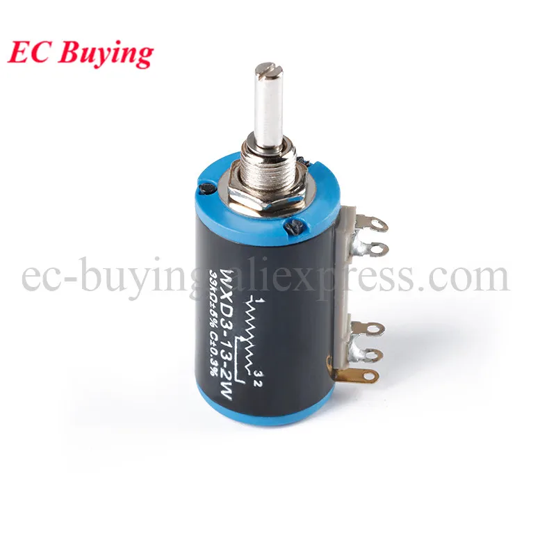 Multiturn Potentiometer 1-2Pcs WXD3-13-2W 10K 100/220/470/680 Ohm Wirewound Multi-Turn Potentiometer Resistance 1K 2.2K 4.7K 5.6K 6.8K 47K Rotary Switch multiturn potentiometer rotary potentiometer