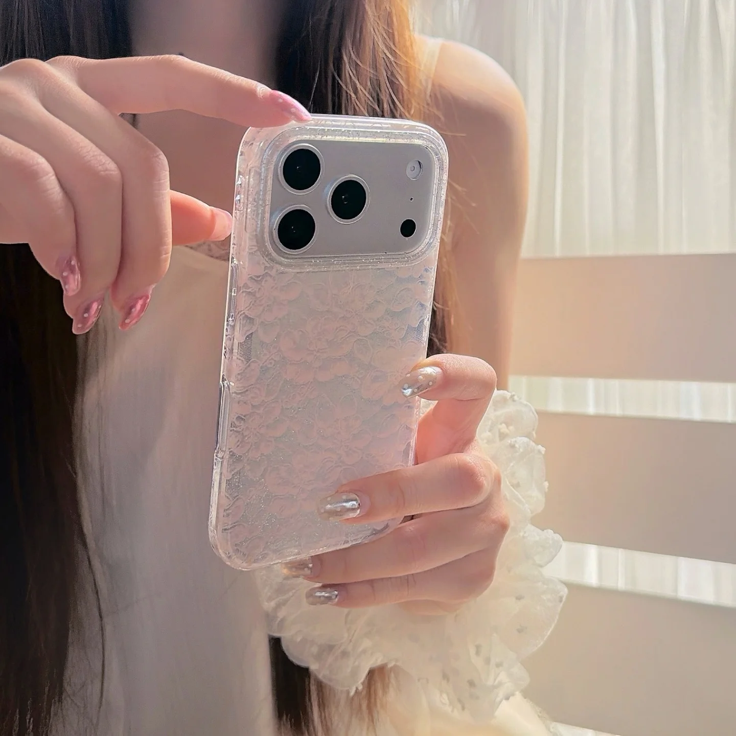 Elegant Black Lace Personalized Shockproof Phone Case - Soft Clear Cover Coque