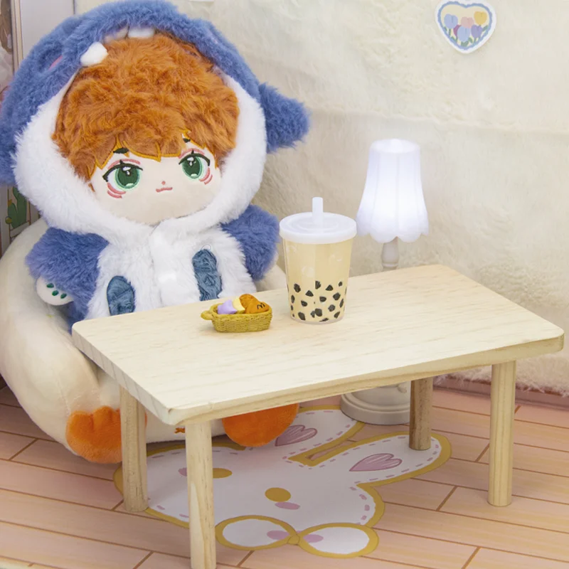 

Furniture for cotton dolls, wooden table, doll house desk, universal miniature scene shooting props table