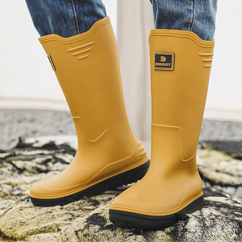 Bottes de pluie hautes hommes PVC confortables slip-on pour pêche camping et travail saison des pluies