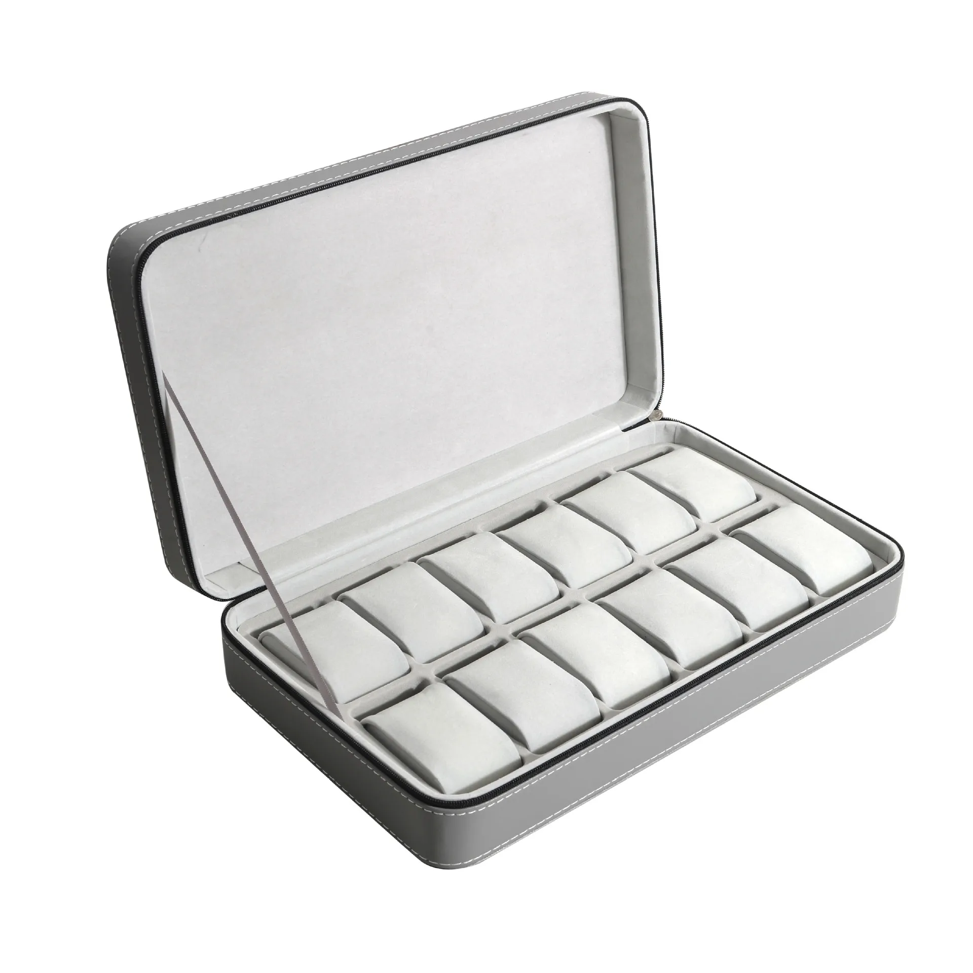 Watch Storage Box New Zipper Bag 6/10/12 Girds Watch Organizer Portable Boxes Watch Case Bracelets Men's and Women's Multifunctional Display Boxes