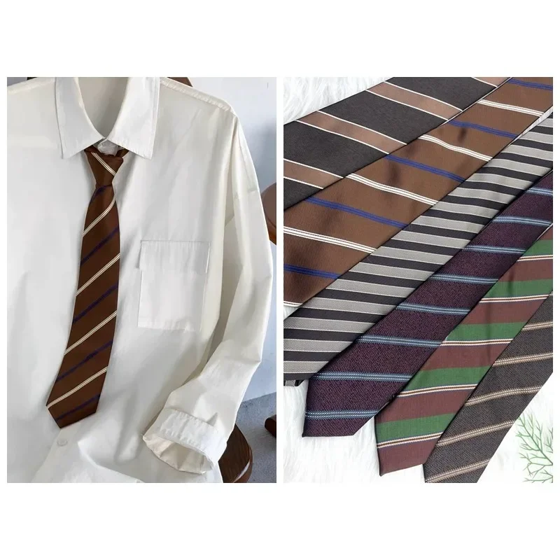 

Japanese Vintage Color Contrast Striped Tie Coffee Hand Play Preppy Uniform Dark Green A Few Things Tide