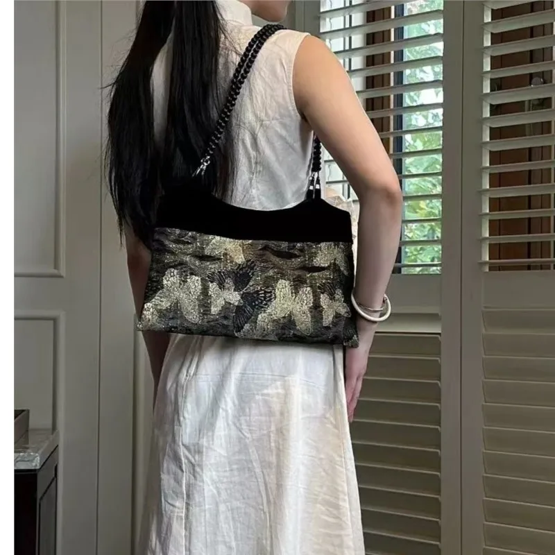 JIAERDI Vintage Butterfly Y2k Bags Women New Fairycore Aesthetic Black Shoulder Bags Wallet Female Retro Elegance Handbag 2025