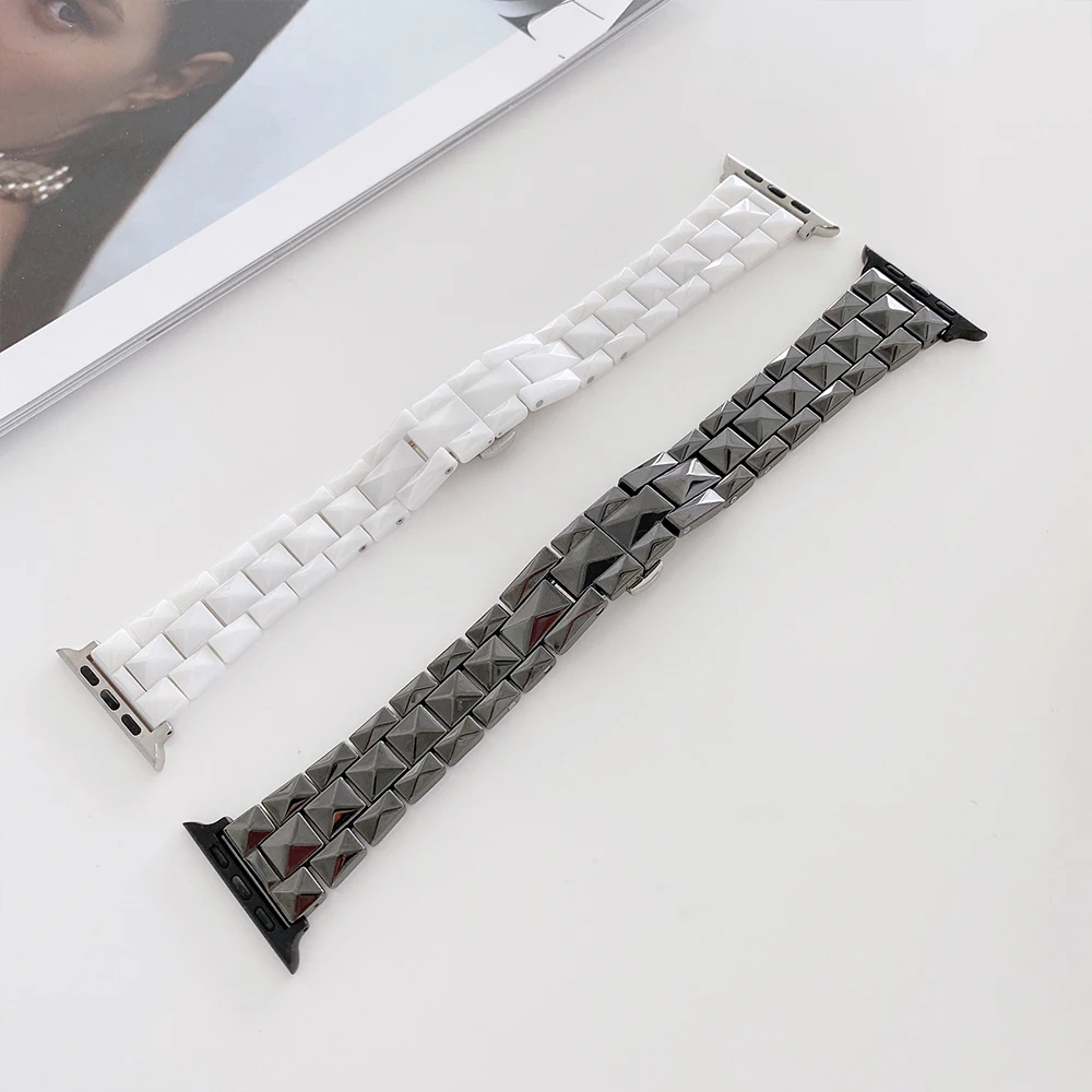 Ceramic Strap for Apple Watch Band 49mm 45mm 41mm 44mm 40mm 42 38mm Men/Women Bracelet Wristband for iWatch Series Ultra 87654SE