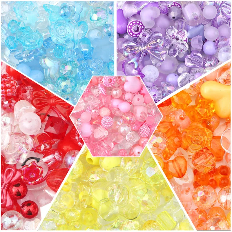 Mixing Vintage Baroque Acrylic Beads Style Spring Color For Children DIY Handmade Bracelet Jewelry Making Accessories