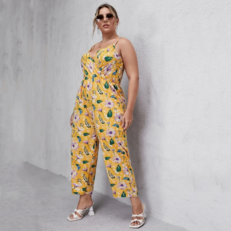 ÷  ÷ζ Ʈ Surplice Neck   ĳ  Ʈ  μҸ ź 㸮 ۾ Office Boho Jumpsuits 6XL