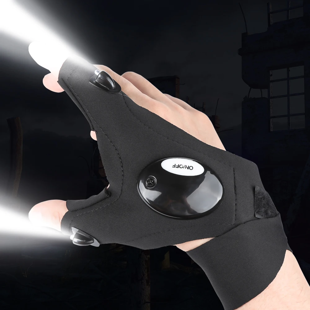 

LED Fashlight Gloves Outdoor Night Fishing Hunting Lighting Waterproof Gloves Rescue Tools Riding Gloves