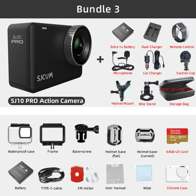 cheapest action camera Original SJCAM SJ10 Pro Action Camera 4K 60FPS WiFi GYRO Live Streaming Touch Screen 8x Zoom 10 Meters Body Waterproof Sports DV action camera battery life Action Cameras