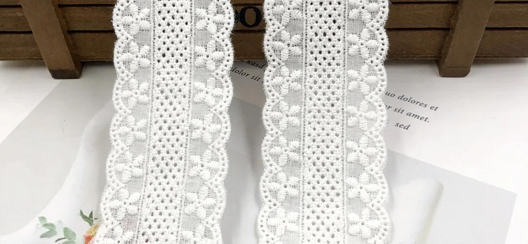 9.5-10yards/Lot 4.2cm Wide White Beige Cotton Double Side diy Home Garden Fabric Decoration Lace 5cm X987