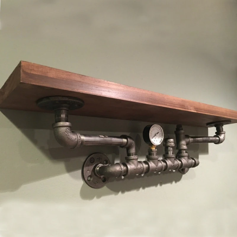 

Industrial Retro American Creative Iron Shelf Solid Wood Laminated Partition Wall Shelf