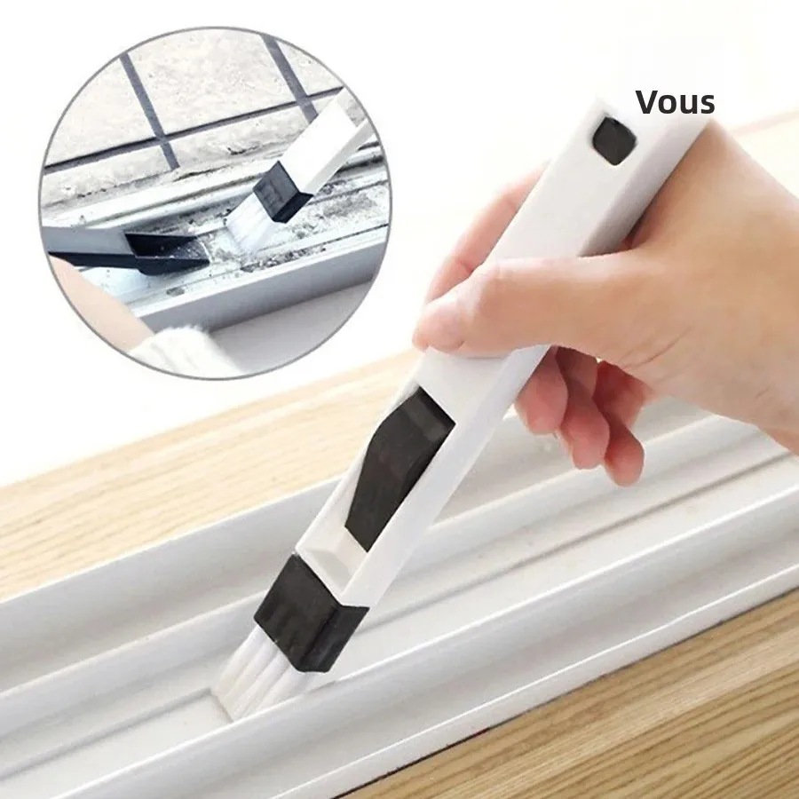 Brosse de nettoyage Portable deux en un, nettoyeur multifonctionnel de rainures de clavier de porte et de fenêtre, pelle à poussière, outil de nettoyage de Rail de fenêtre