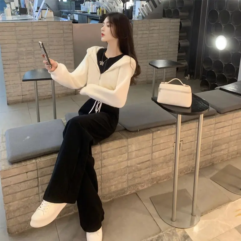 Xiaoxiangfeng Outfits Women's 2023 Spring Autumn New Style Celebrity Splice Coat High Waist Casual Pants Two Piece Suit