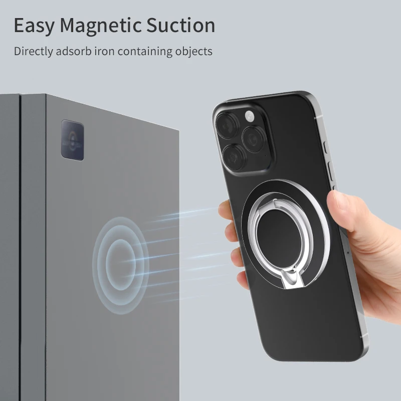 Dual-Sided Magnetic Phone Stand and Ring Holder with Kickstand Grip