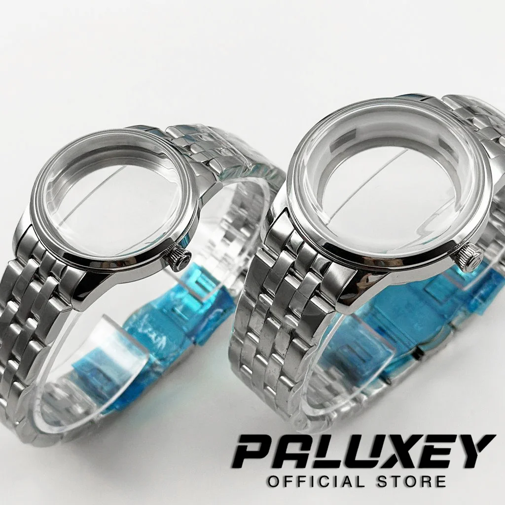 Premium Stainless Steel Watch Case with Arch Glass and Transparent Backcover, Compatible with NH35/NH38 Movement