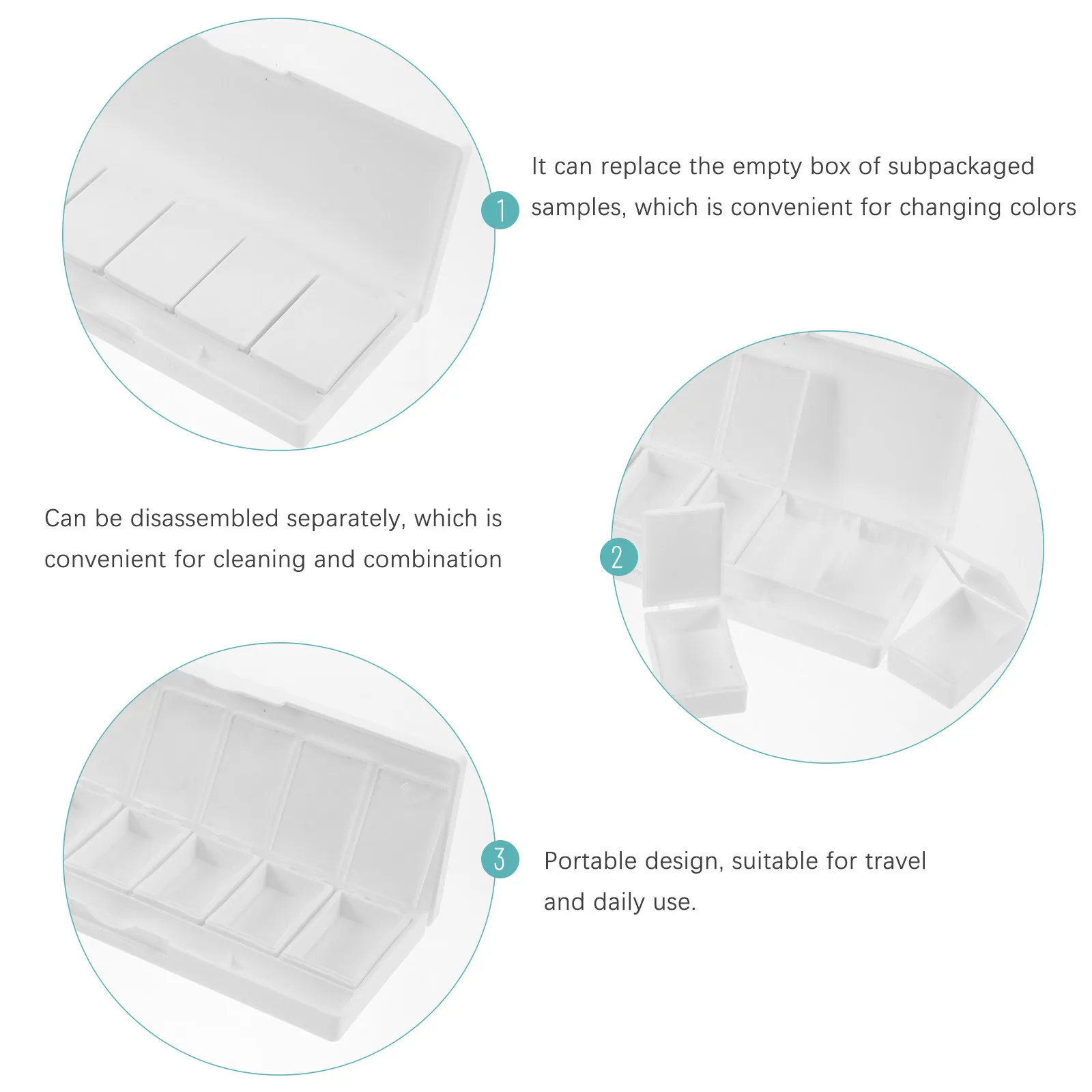 6칸짜리 빈 아이섀도우 박스, 리필 가능한 메이크업 팔레트, 휴대용 분리형 여행용 아트 팔레트 (네일 젤, 바디 페인트용)