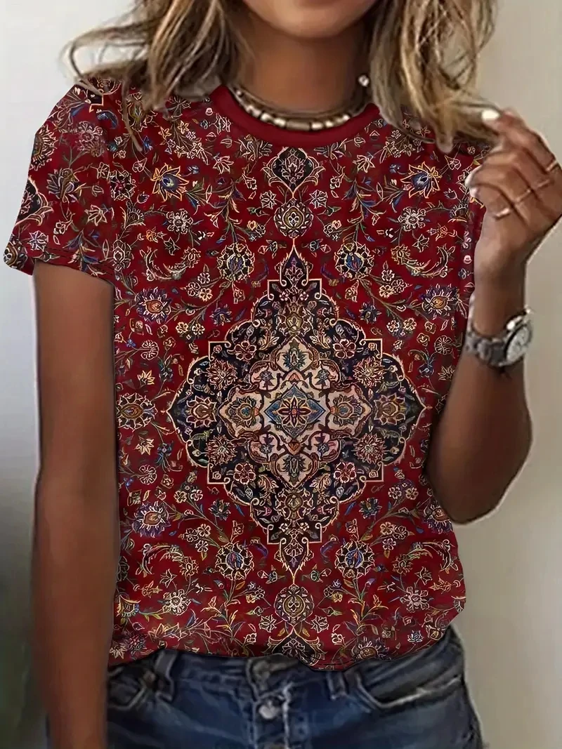 

Vintage 3D Print Women T shirts Summer Short Sleeve O-Neck Short T shirt Street Clothing Casual Loose Female Tees shirts