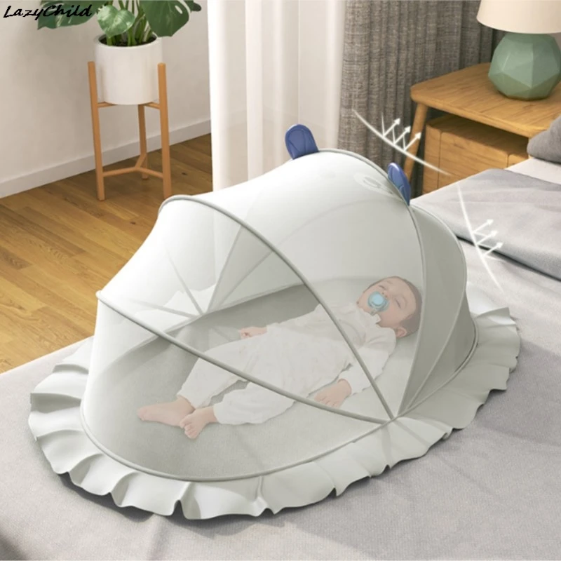LazyChild mosquitera para bebé, instalación gratuita, cubierta de mosquitera opaca, colcha plegable de cobertura completa, milagrosa antimosquitos