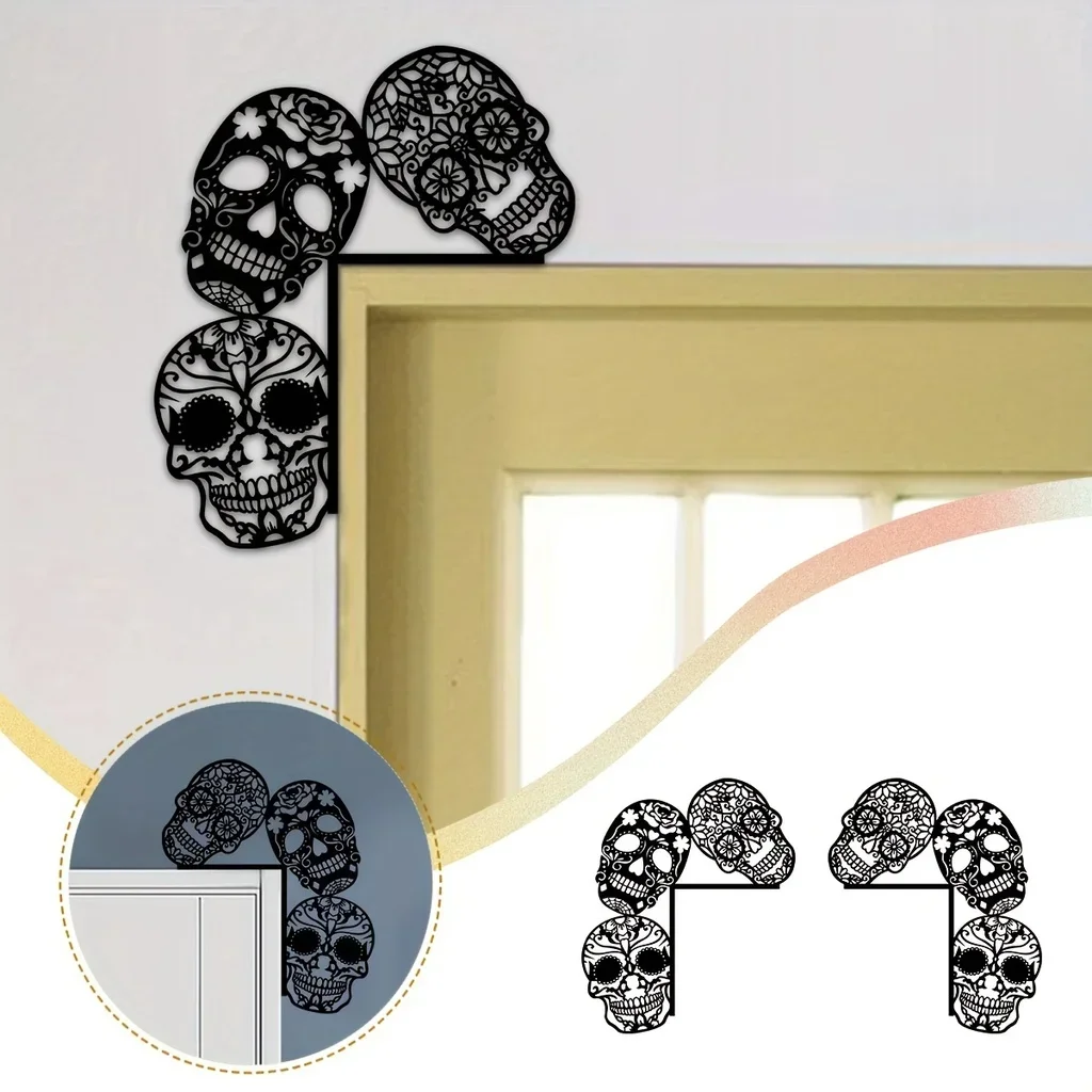 

metal iron Creative Skeleton Home Decorative Wall Hanging Stickers Door Corner Decoration, Halloween Party Door Frame Corner Dec