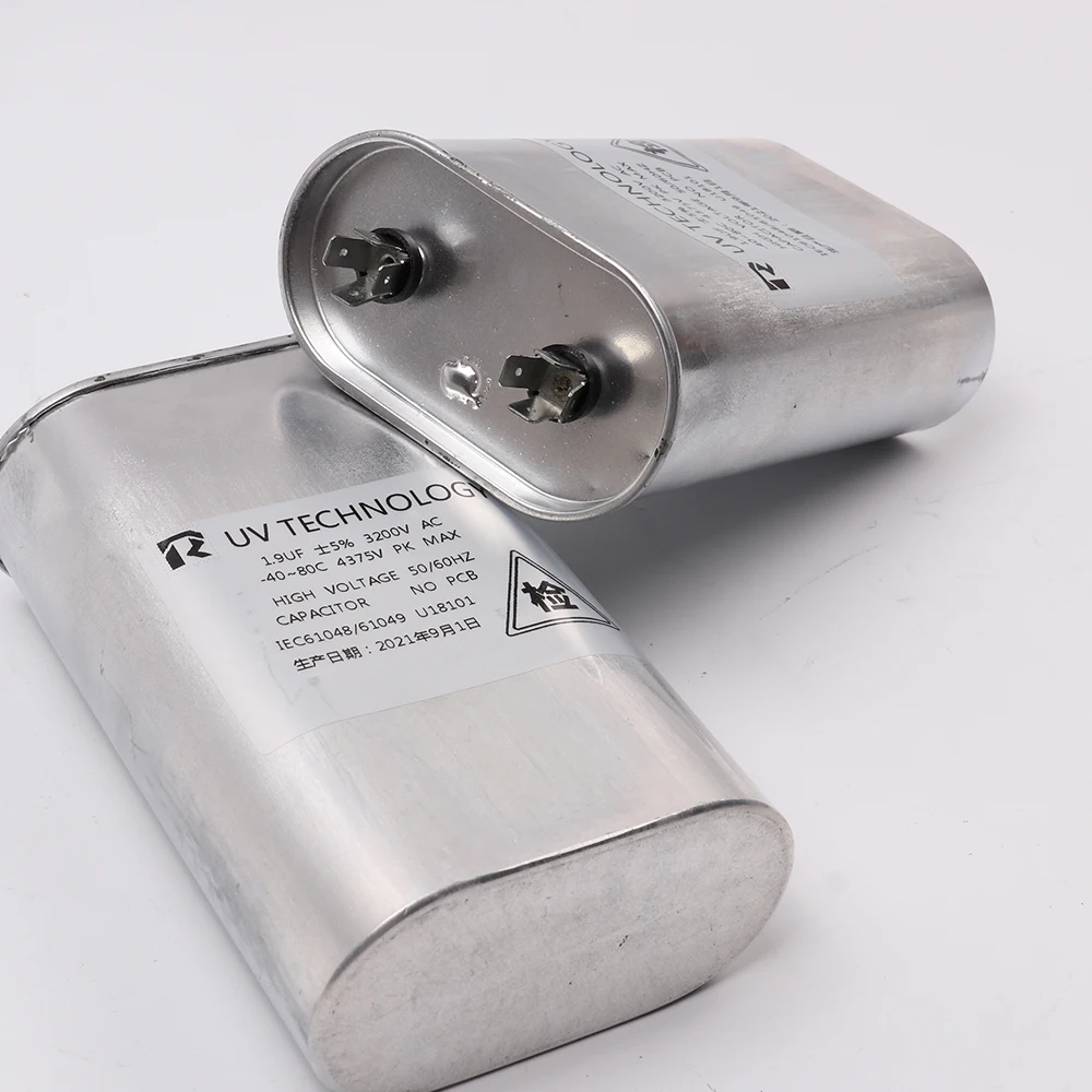 

High voltage 3200V 1.9UF uv capacitor for lamp machine