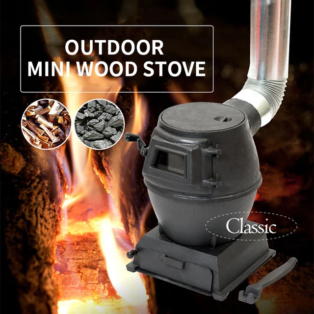 Outdoor Mini Wood Stove Camping Villa Heating Stove Coal Stove Cast Iron  Heating Stove With Chimney