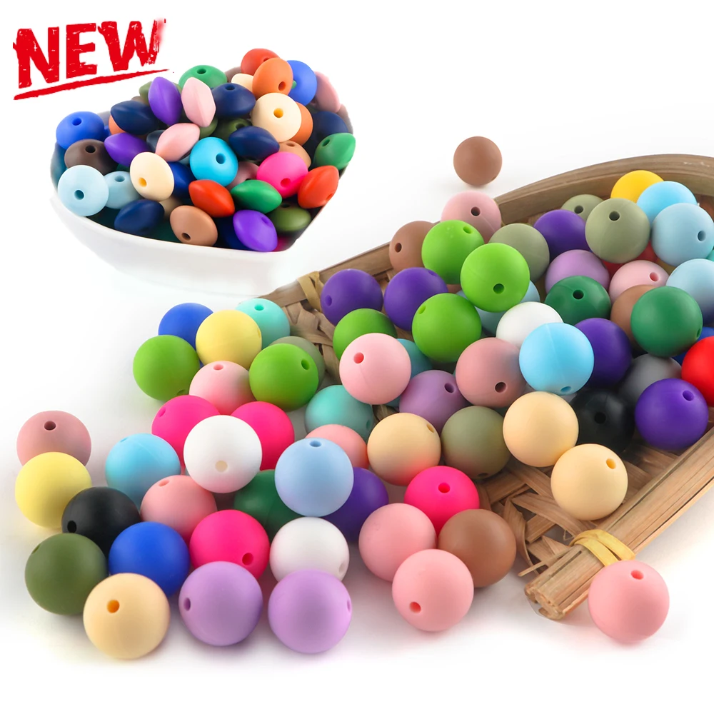 Lot De 5 Perles En Silicone 15mm - Couleur Au Choix Pour Création De Bijoux