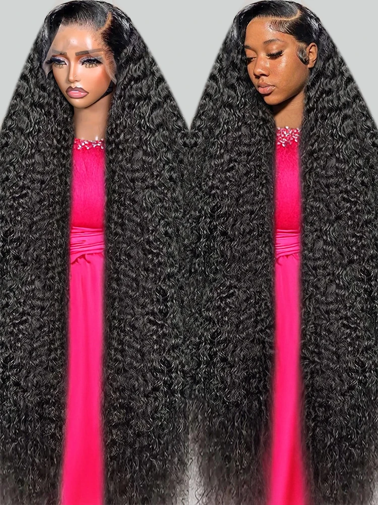 250 Density HD 13X6 Transparent Deep Water Wave Curly Human Hair Lace Frontal Wig 46 50 52 Inch 13X4 Lace Front Human Hair Wigs