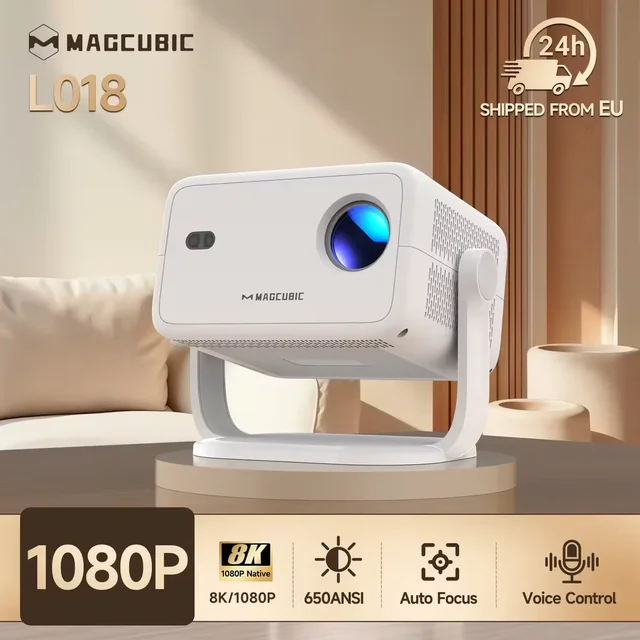 Magcubic Native 1080P 650ANSI 8K Android14 L018 Projector With Auto Keystone Correction Focus Wifi6 BT5.4 Portable Movie Outdoor 1