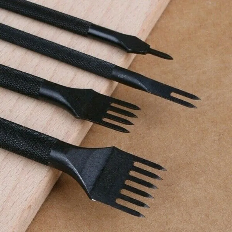 4Pcs DIY Leather Tools High-quality Leather Craft Tools Puncher Stitching And Punching Tool Set 1+2+4+6 Claw Leather Tool Set