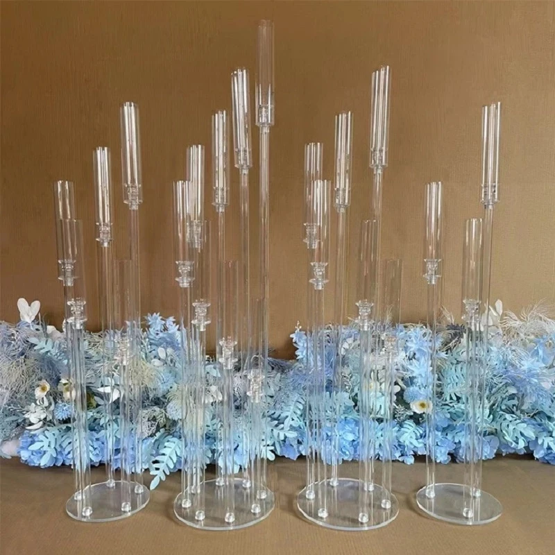 

5 Head Wedding Decoration Centerpiece Candelabra Clear Candle Holder Acrylic Candlesticks for Weddings Event Party