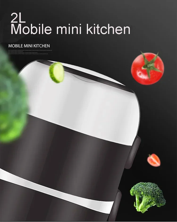 Description Picture 3 of item220V Mini Electric Rice Cooker Stainless Steel 2/3 Layers Steamer Portable Meal Thermal Heating Lunch Box Food Container Warmer
