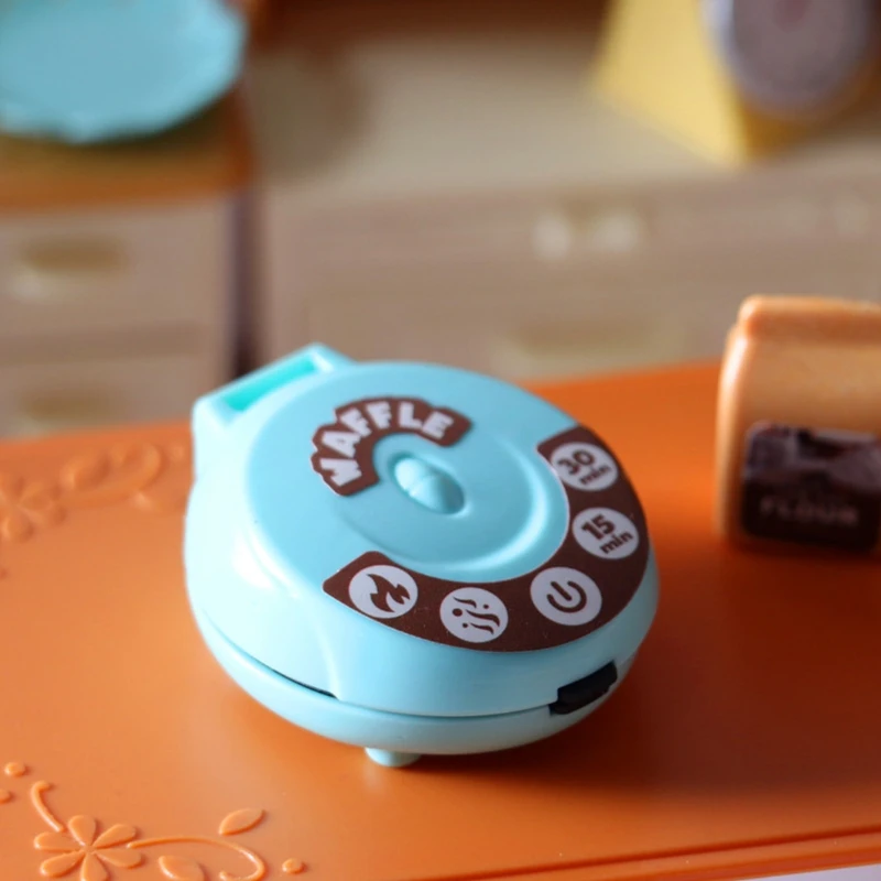 HUYU 1/6 1/12 Scale Dollhouse Miniature Waffle Maker Realistic Toaster Bread Machine Interactive Pretend for Play Toy Girls