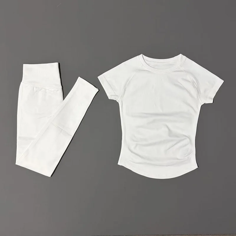 Women's Casual Two-Piece Set: Short Sleeve Top & High Waist Long Pants