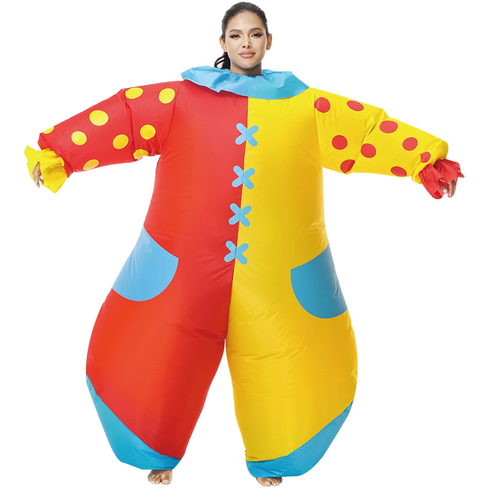 

Adult Multicolored Clown Inflatable Costume Funny Inflated Garment For Men Women Carnival Mascots Halloween Cosplay Fancy Suits