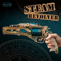 MMZ MODEL DIY 3D Wooden Puzzle Steam Revolver Assembly Model Kits Toys For Children Kids Girls Birthday Gift 2