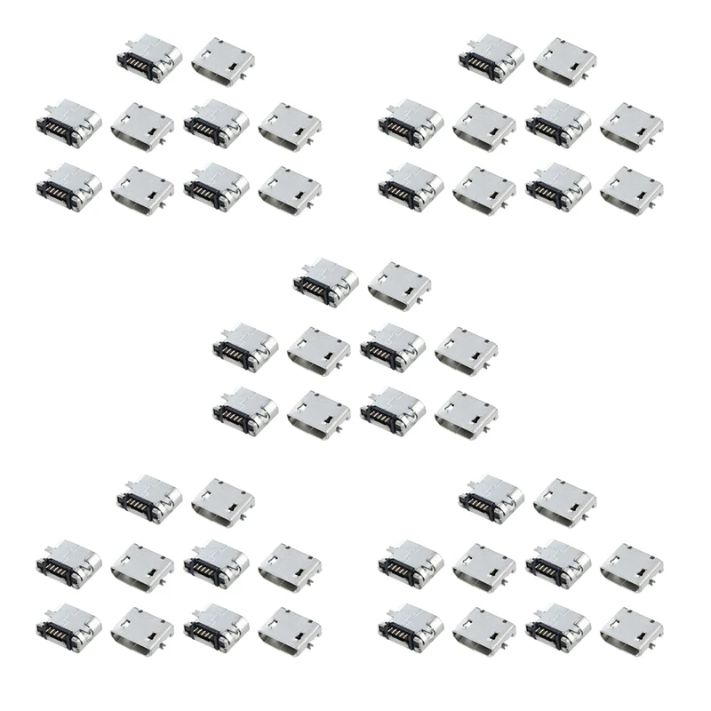 

50 шт., запасные части, гнездовой разъем Micro USB типа B