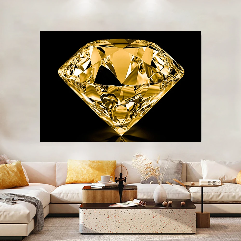 

Modern Luxury Gold Silver Diamond Canvas Posters and Prints Abstract Painting Wall Art Picture for Hotel Bedroom Home Decoration