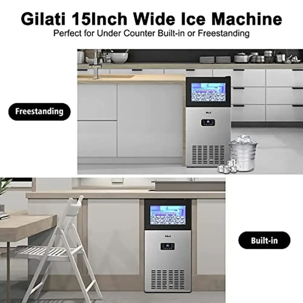 Commercial Ice Maker Machine 160LBS/24H with 35LBS Storage Bin LCD Display Panel Clear Ice Cubes 11-20 Mins Stainless Steel Body 6