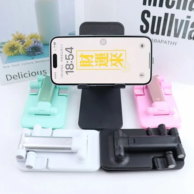 Foldable Desktop Phone Holder with Cosmetic Mirror Mobile Bracket Adjustable Retractable Phone Support Lazy Cellphone Stand 4 S5fb16ec554af4c4cbfcc95cf9837fc54W